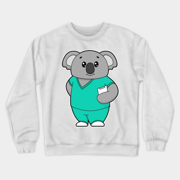 Koala as Nurse with Notepad Crewneck Sweatshirt by Markus Schnabel